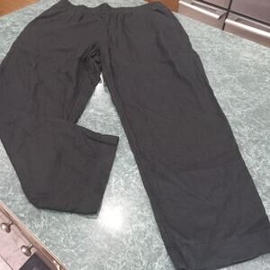 Old Navy Black High Rise Straight Comfort Elastic Waistband Linen Blend Pants L